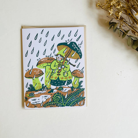 Egg Press Letterpess Card - Rain Walk