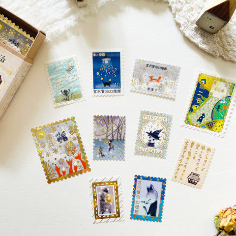 Shinzi Katoh Match Box Style Gold Foil Sticker - Travel Through Seasons