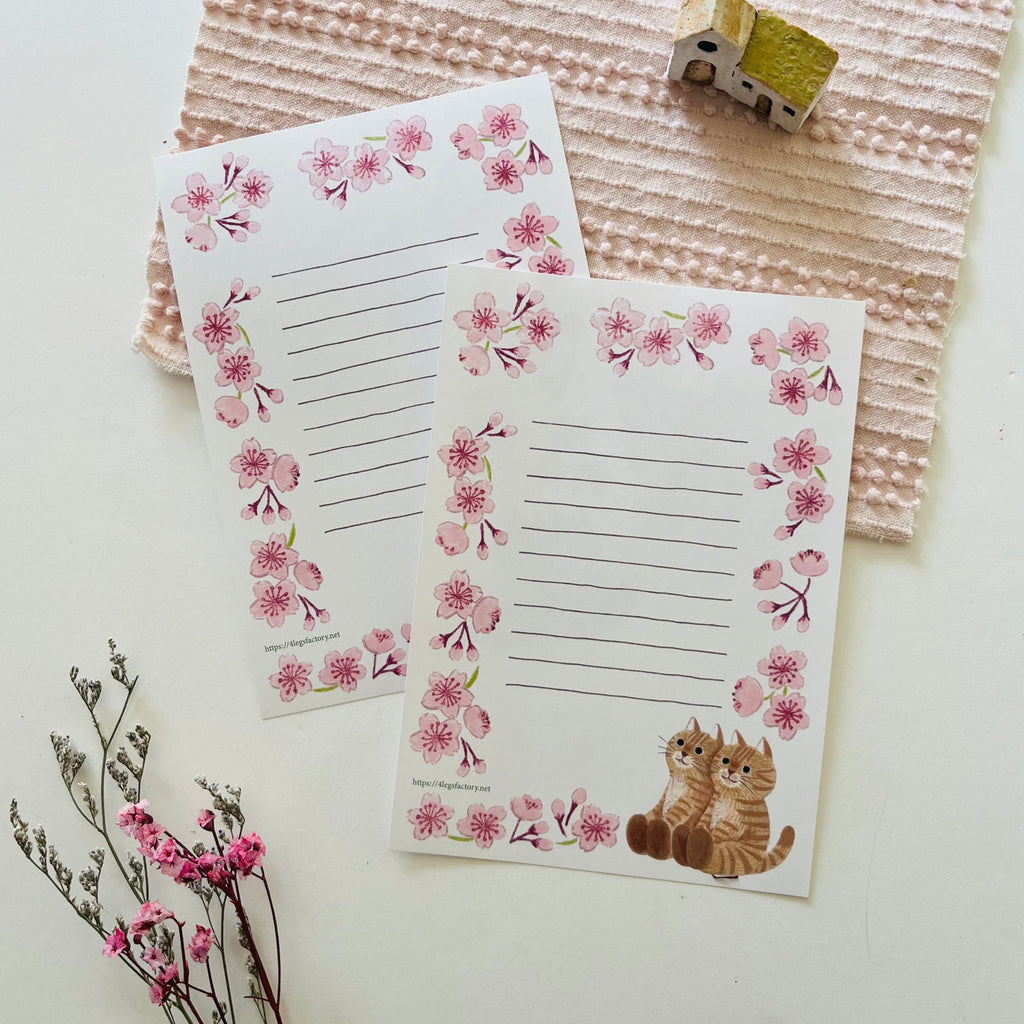 4 Legs Cat Letter Paper - Sakura Neko(A6)
