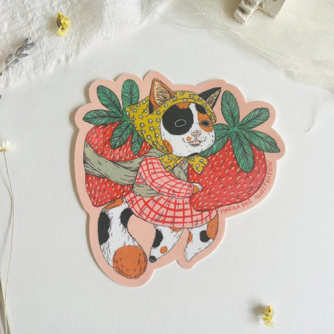 Marika Paz Sticker - Strawberry Cat