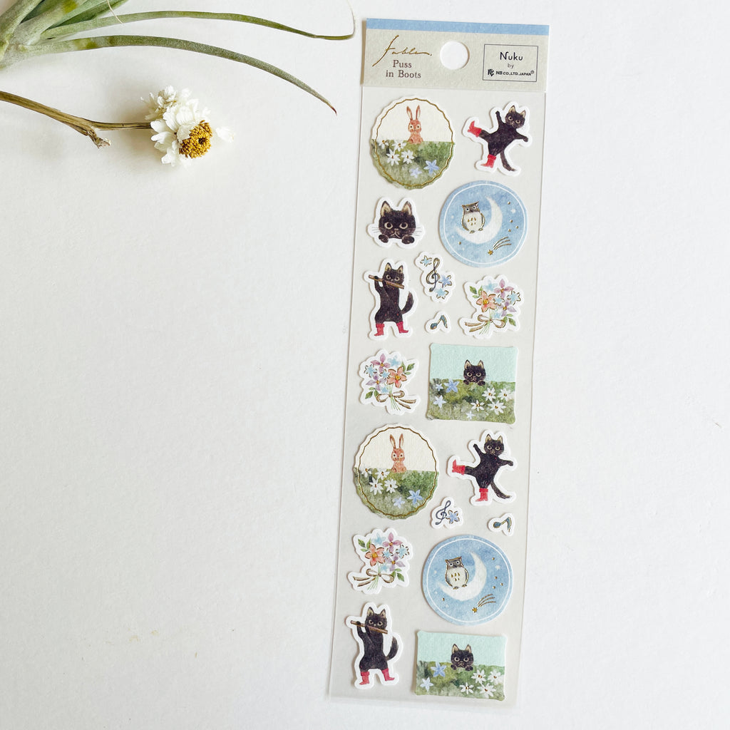 Michikusa Japanese Paper Seal - Cat In Boots