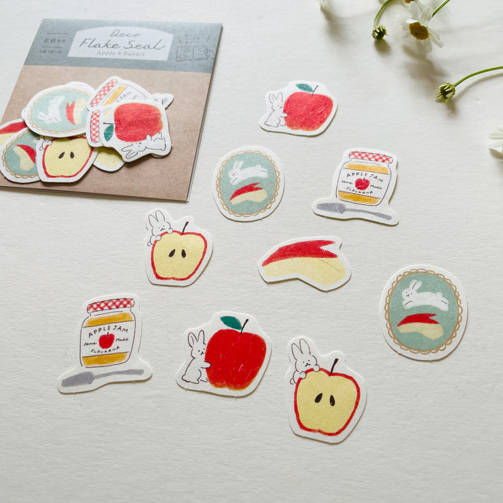 Furukawa Washi Sticker Seals - Apple & Bunny