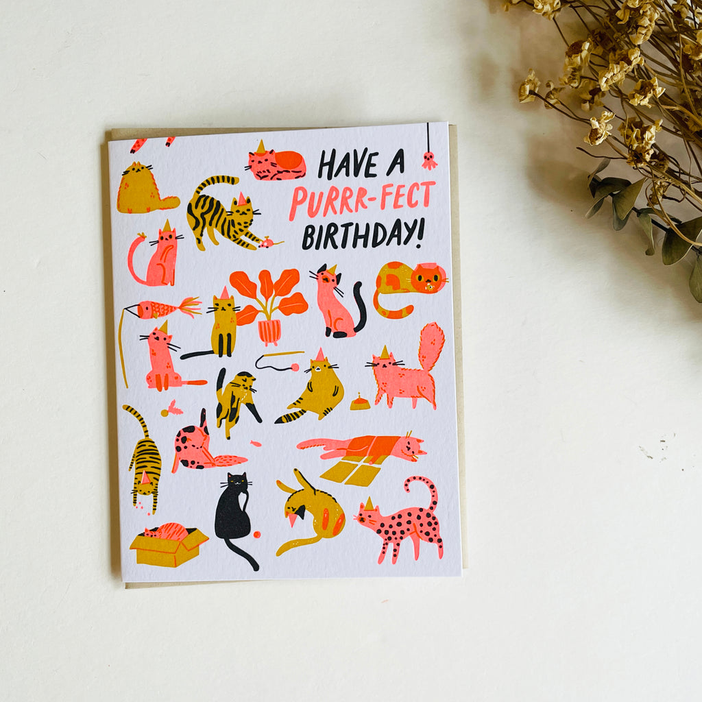 Egg Press Letterpress Card - Purr-Fect Birthday
