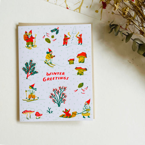 Egg Press Letterpress Card - Winter Greetings Snow