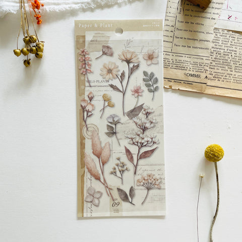 Paper and Plant Sticker - Beige
