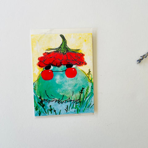 Rebekah Evans Miniature Print - Frog in Flower Hat(3"x4")