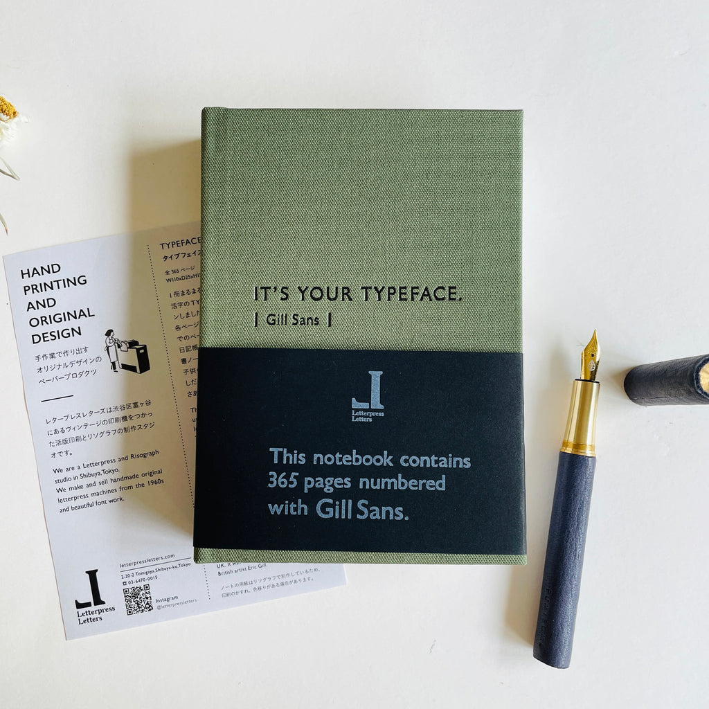 Type Face HardCover Notebook - Gills Sans(Olive)