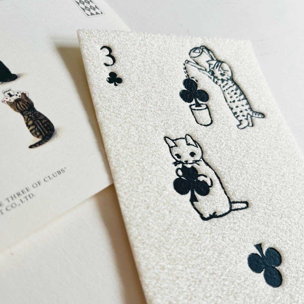 Pottering Cat Fuzzy Playing Card Postcard - 3 of Clubs