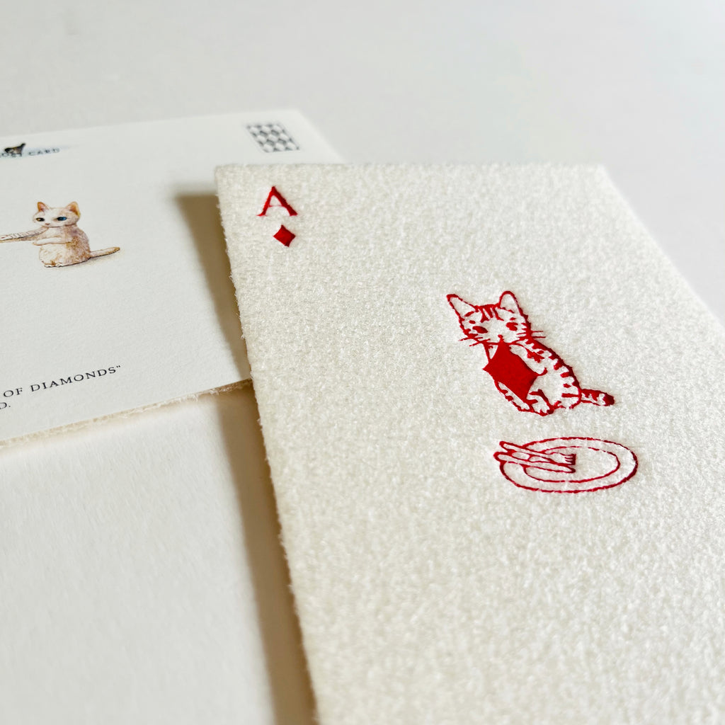 Pottering Cat Fuzzy Playing Card Postcard - Ace of Diamonds