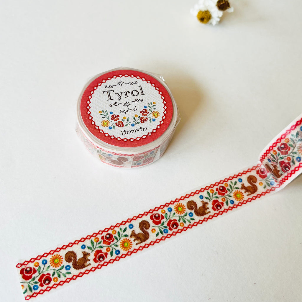 Tyrol Embroidery Print Washi Tape - Squirrel