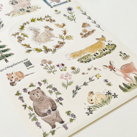 4 Legs Sticker Sheet - Woodland Animals