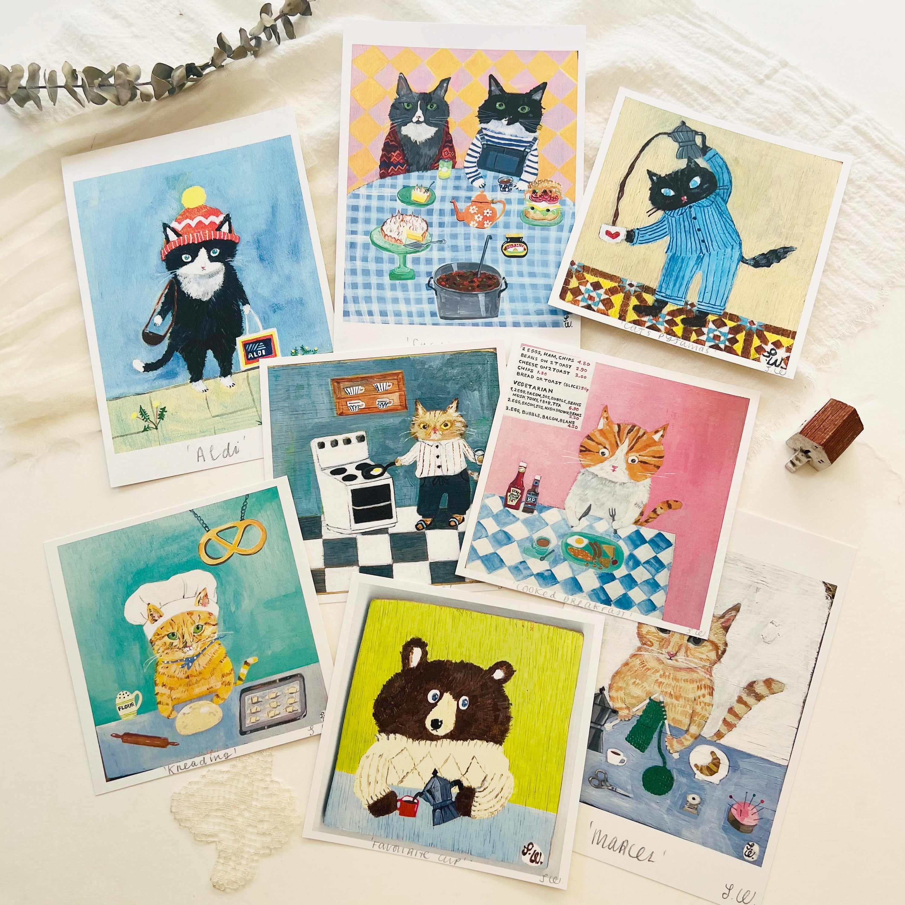 Sally Welchman Art Print - Cat Pyjamas – niconeco zakkaya