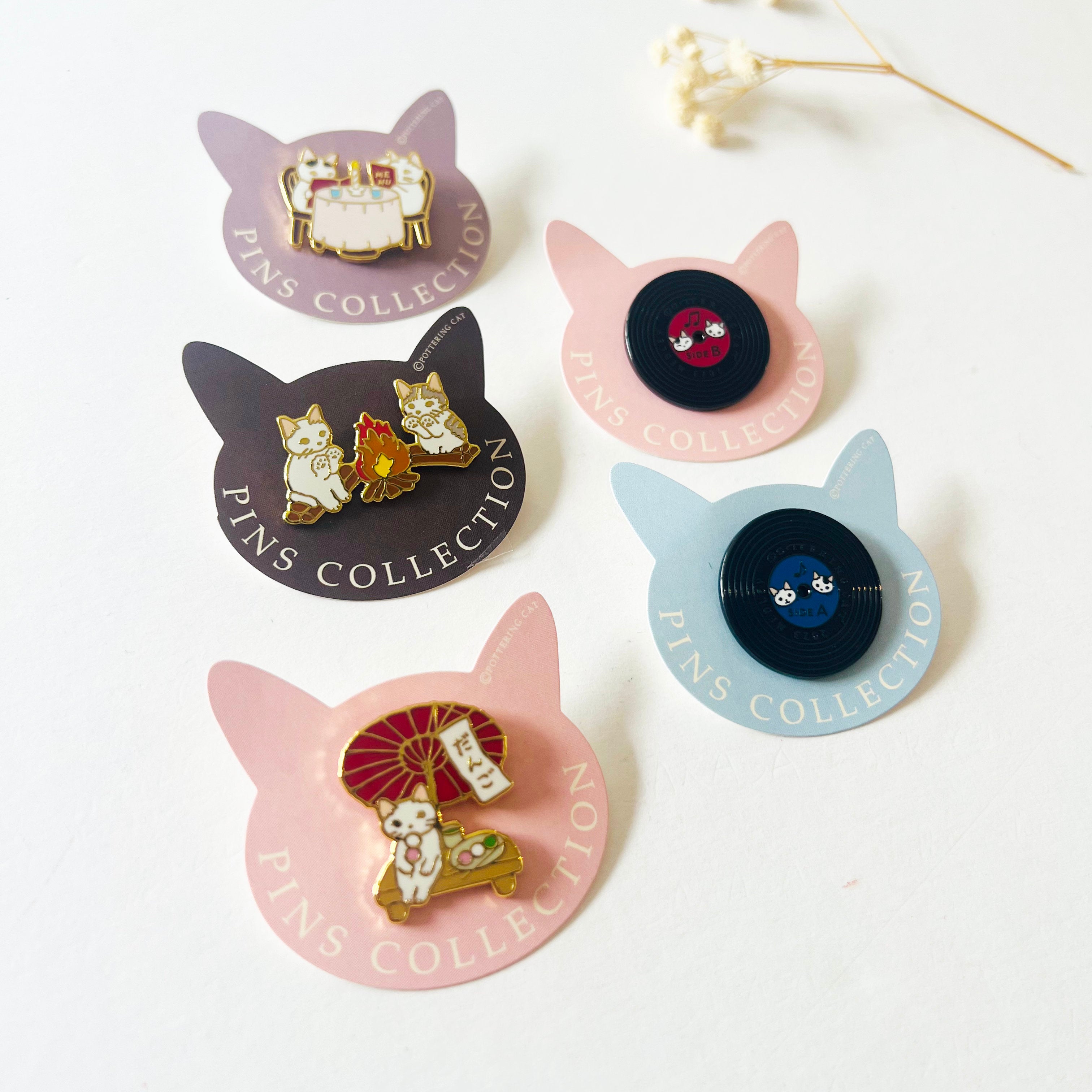 いばねこ Pottering Cat Enamel Pin - Vinyl Side B – niconeco zakkaya