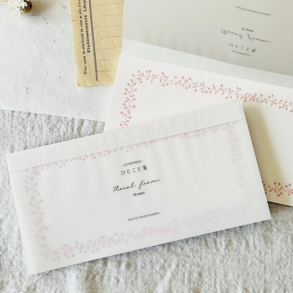 Hutte Paper Works Letterpress Note Pad - Pink Floral Frame