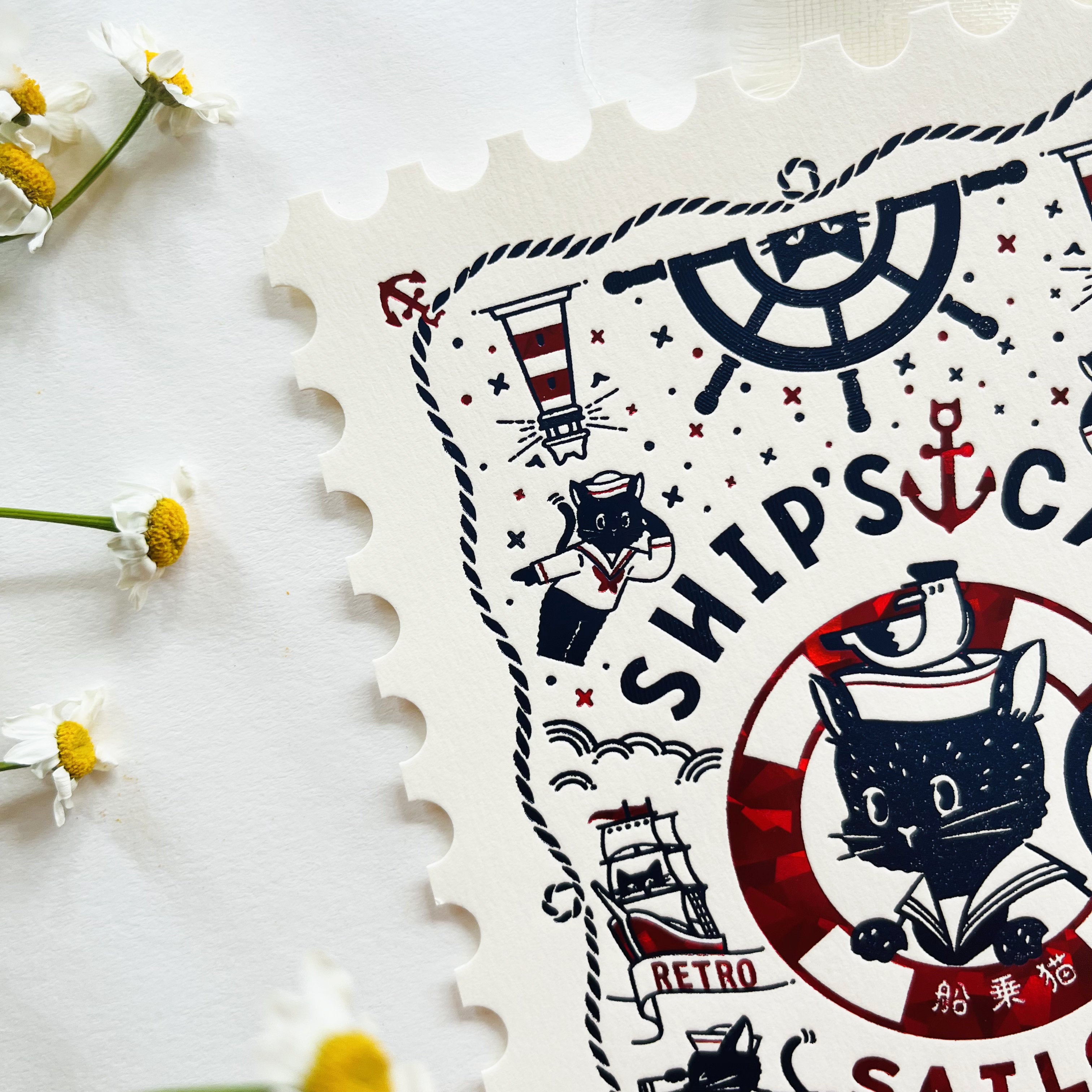 OB1 x Rokkaku Foil Postcard - Ship's Cat – niconeco zakkaya