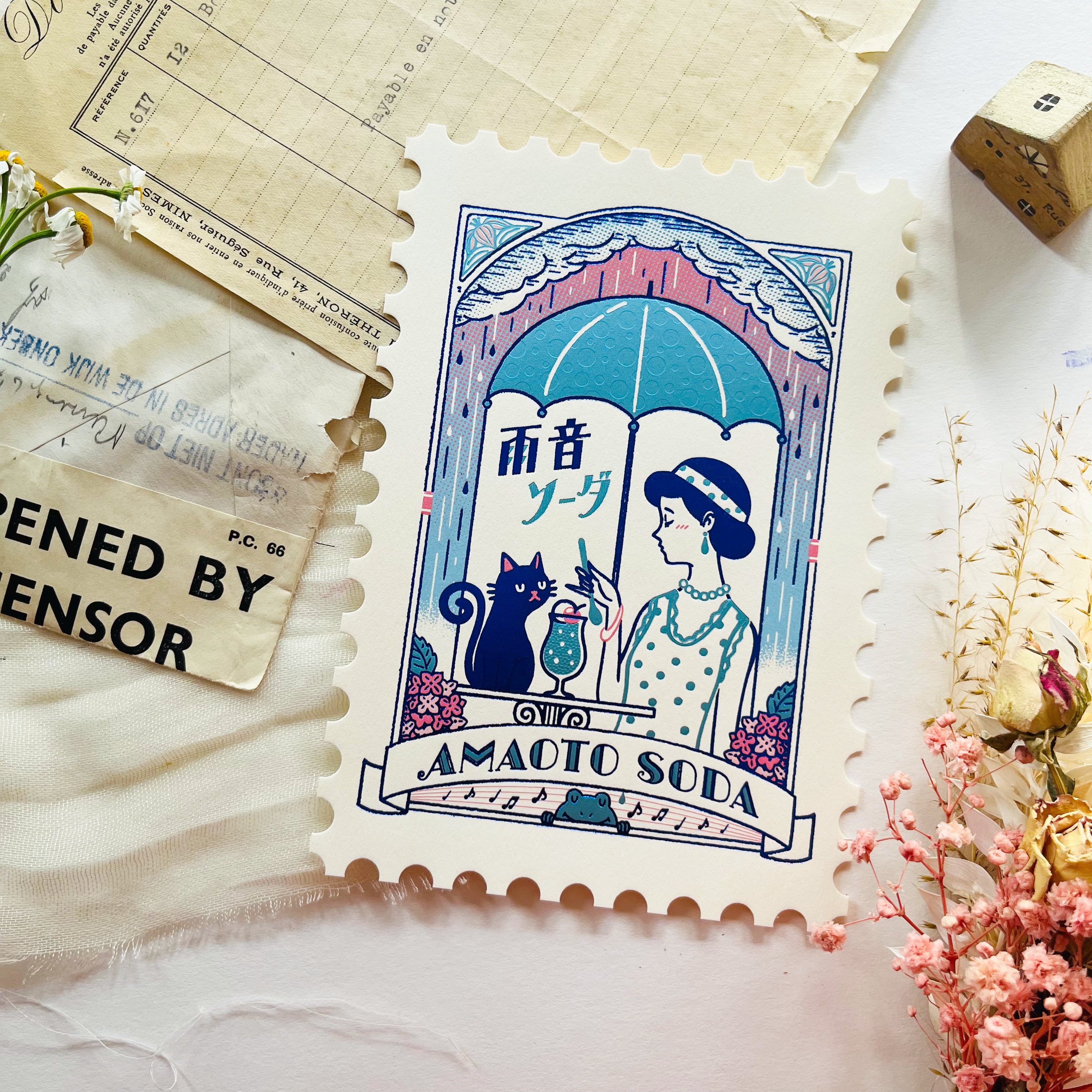 OB1 x Rokkaku Foil Postcard - Amaoto Soda – niconeco zakkaya