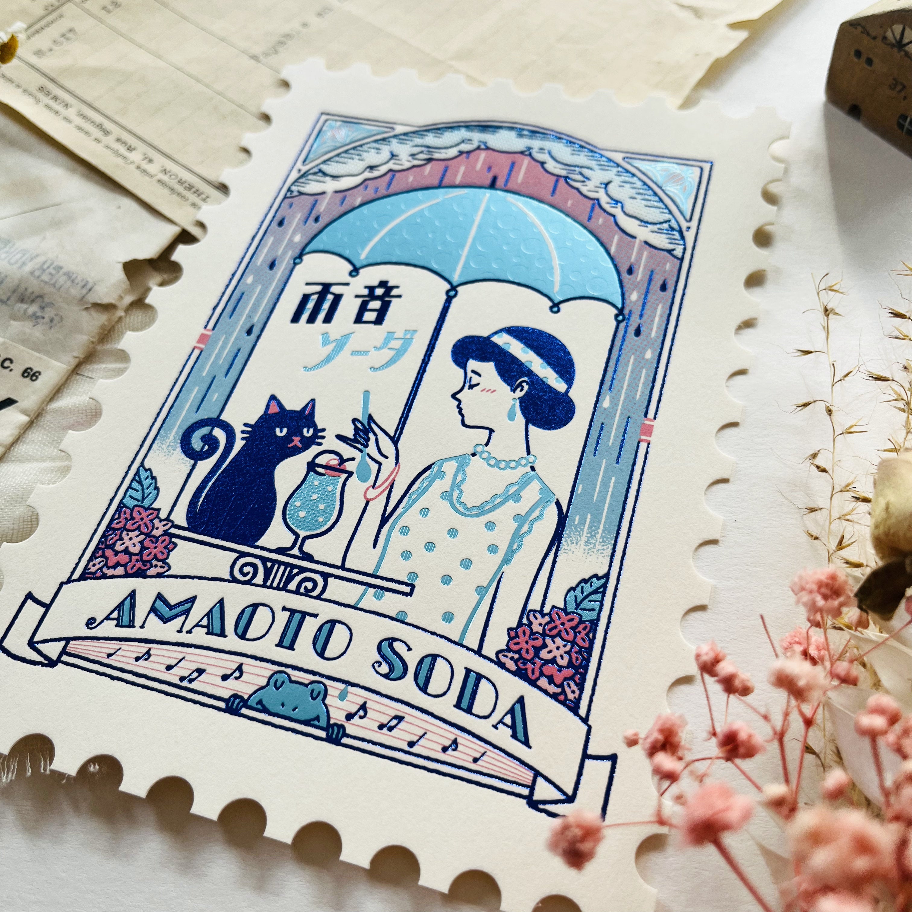 OB1 x Rokkaku Foil Postcard - Amaoto Soda – niconeco zakkaya