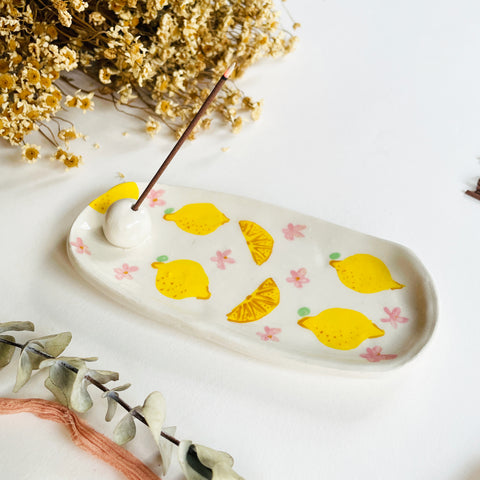 Qlay Handmade Ceramic Incense Holder - Cheerful Lemons
