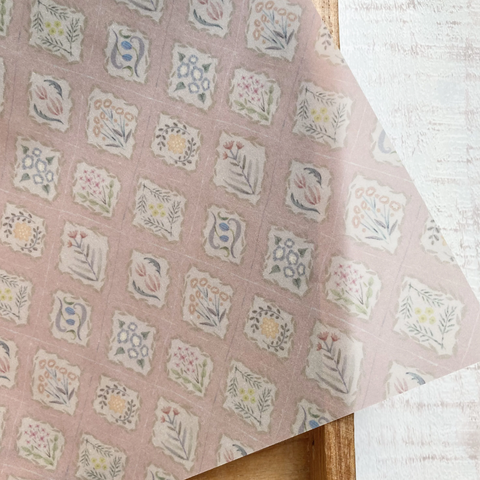 meriBUN Vellum Wrapping Paper - Floral Tile