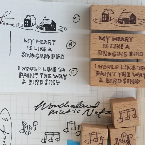 Kurukynki Nonchalant Series Stamp - My heart is like singing bird