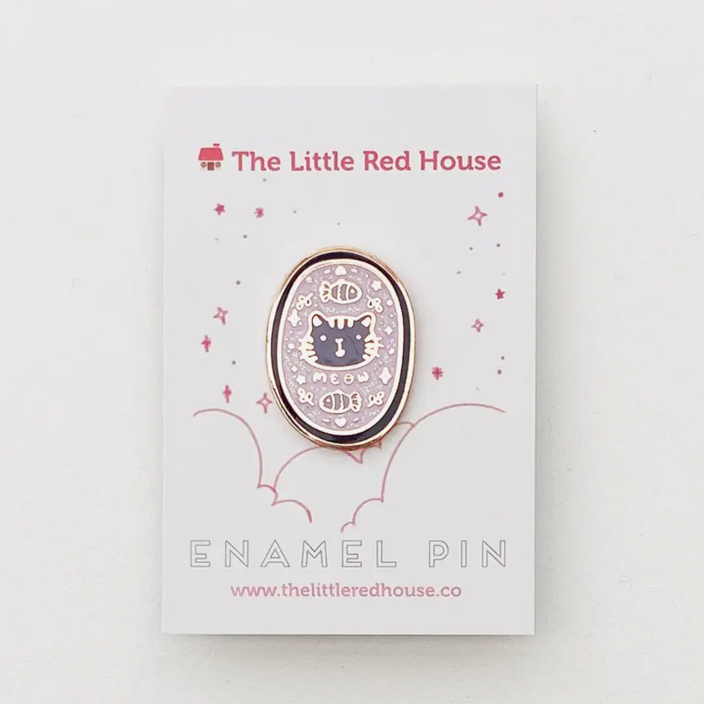 The Little Red House Speckle Enamel Pin - Cat Badge