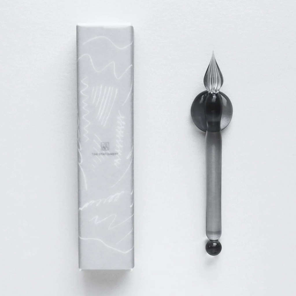Tag Stationery Glass Pen & Pen Rest Set - Gray (Fine)