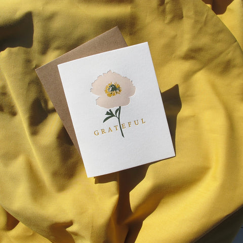 Brown Parcel Press Card - Floral Gratitude