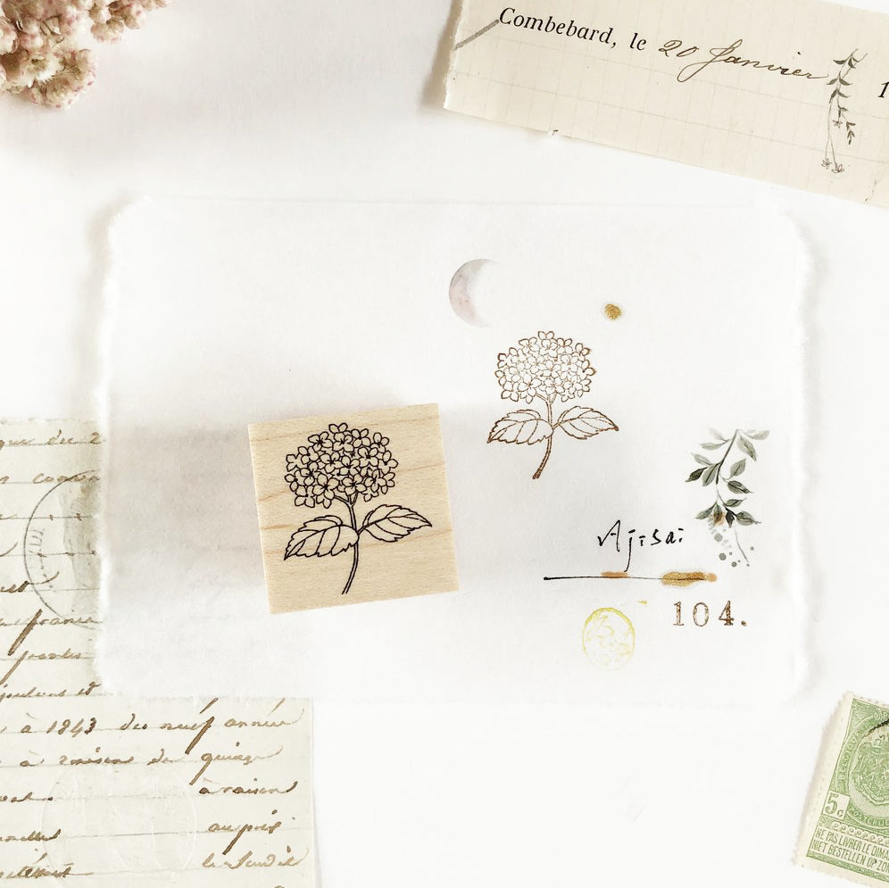 Hutte Paper Works Botanical Rubber Stamp - Ajisai