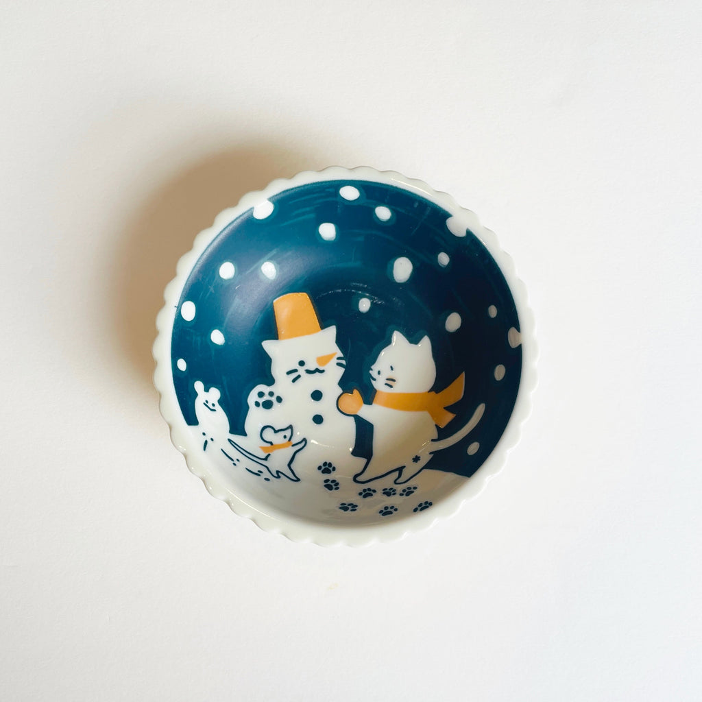 Good Night Neko Ceramic Tray - Snowman