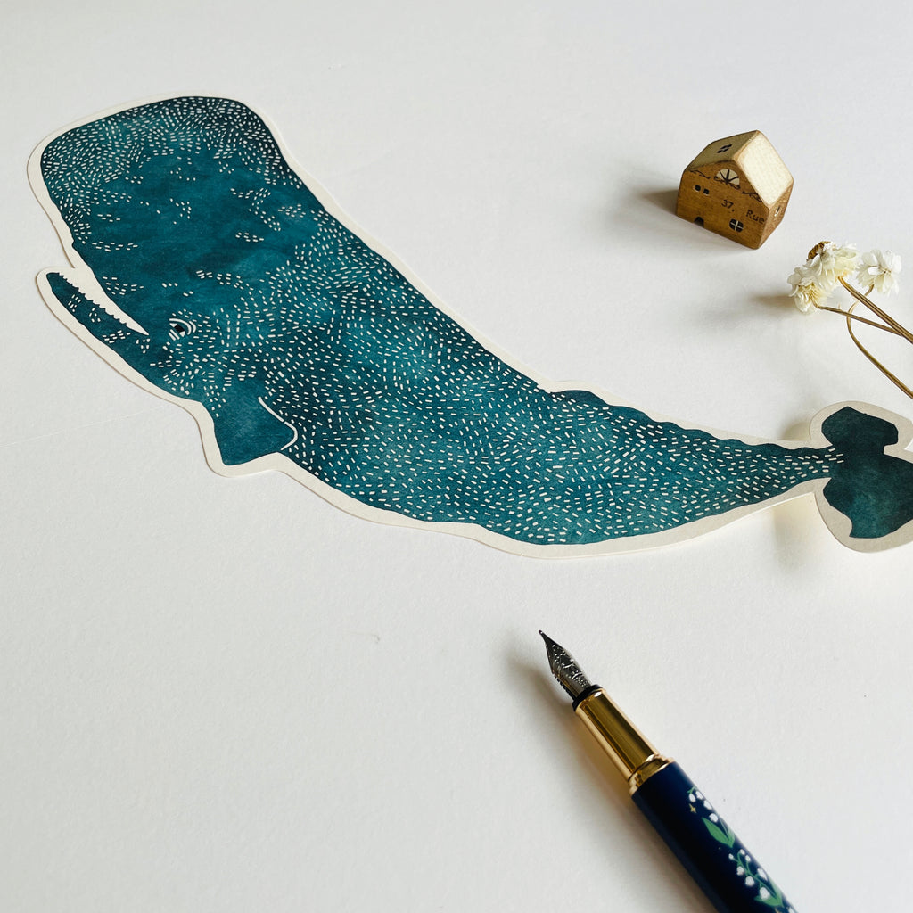 KATA KATA Letterpress Die-cut Card - Sperm Whale(L)