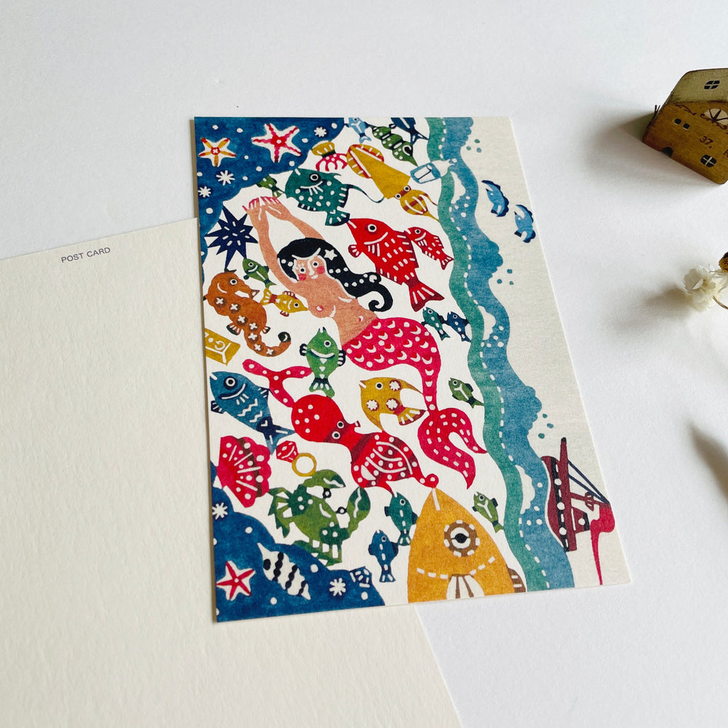 KATA KATA Katazome Print Postcard - Ocean Depth