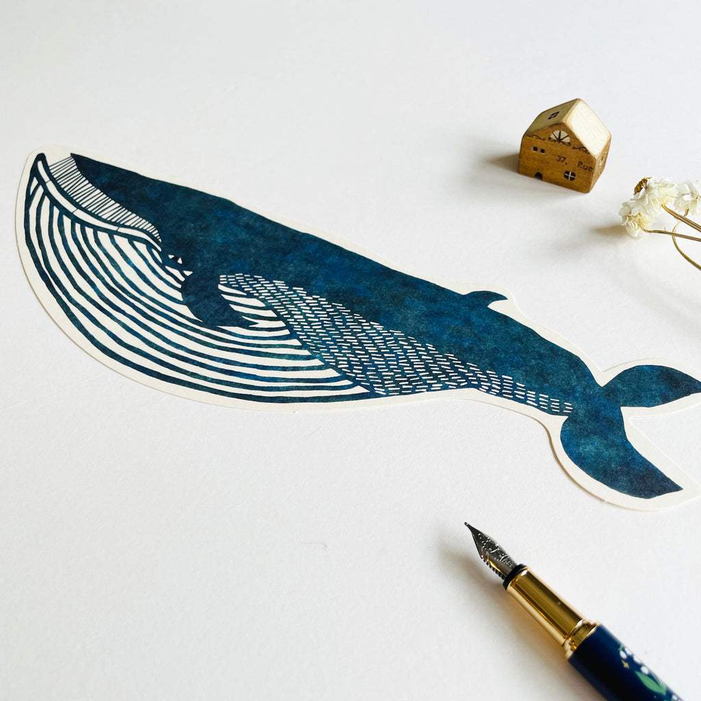 KATA KATA Letterpress Die-cut Card - Fin Whale(L)