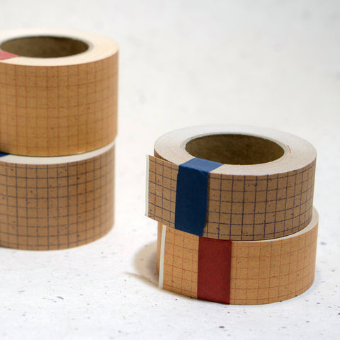 Classiky Grid Kraft Paper Tape - Red/Blue-niconeco zakkaya