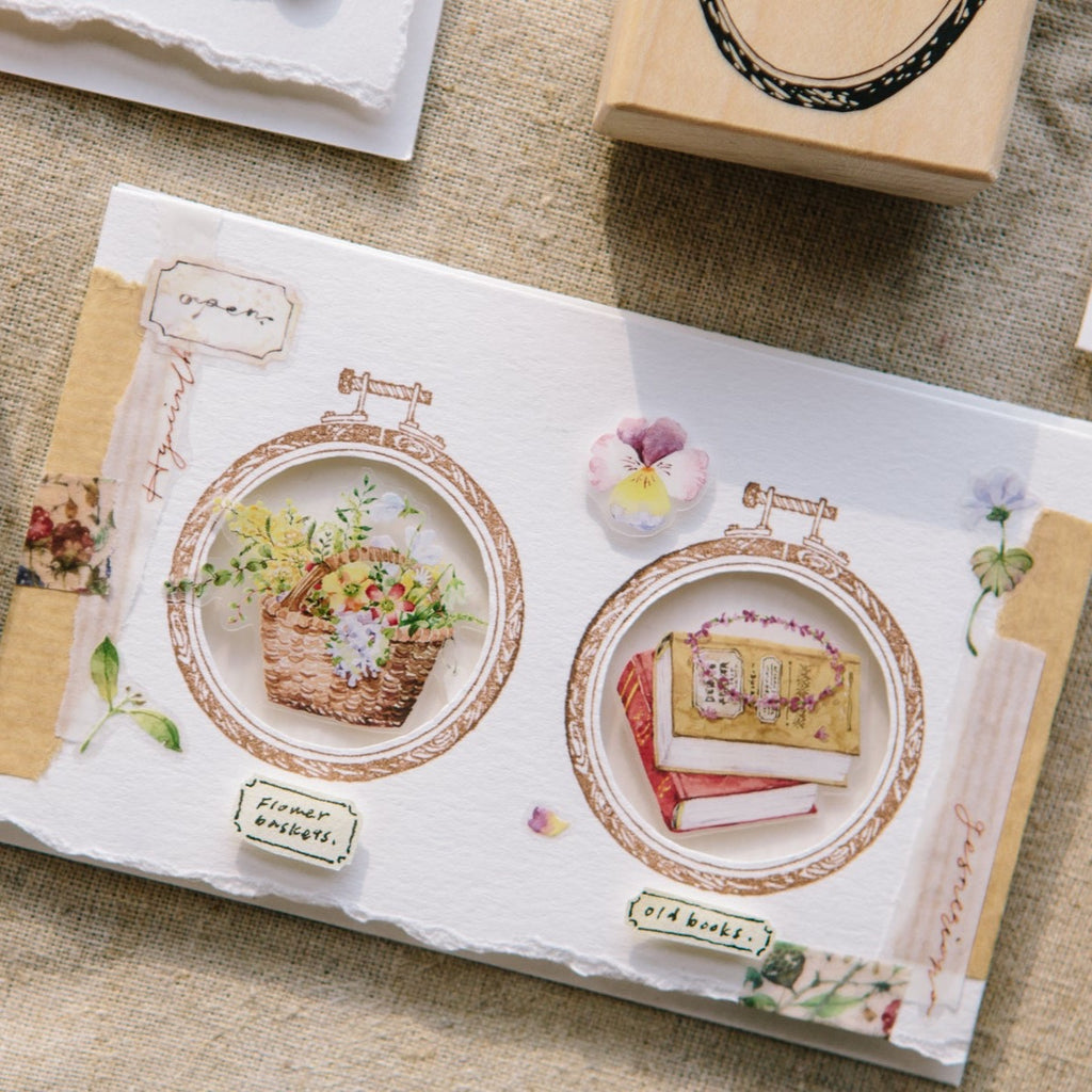 OURS Circle Embroidery Frame Rubber Stamp
