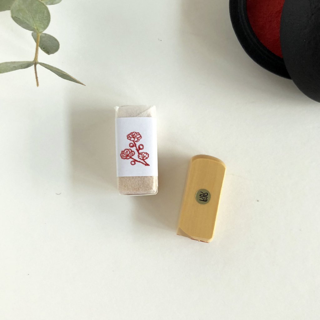 KYUKANDO Yura-No-In Wooden Stamp - Plum Flower(桃の花）-niconeco zakkaya