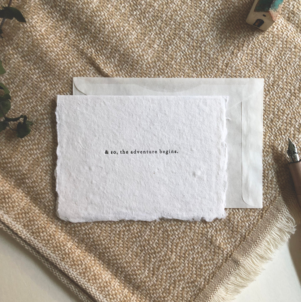 Belinda Love Lee Letterpress Mini Card - & So, the Adventure Begins